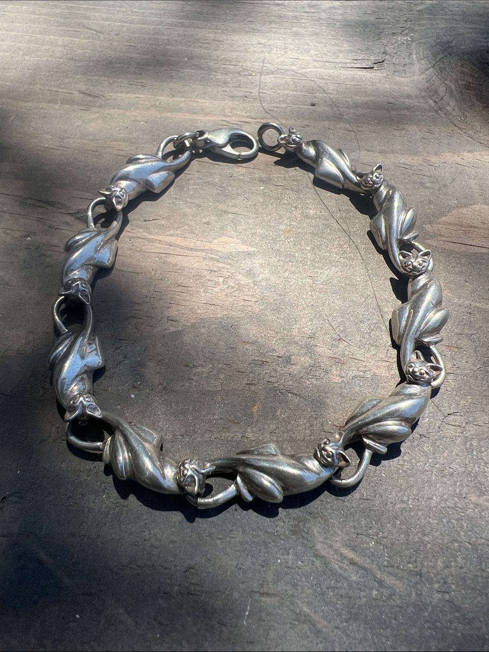 Sterling Silver Cat Linked Bracelet